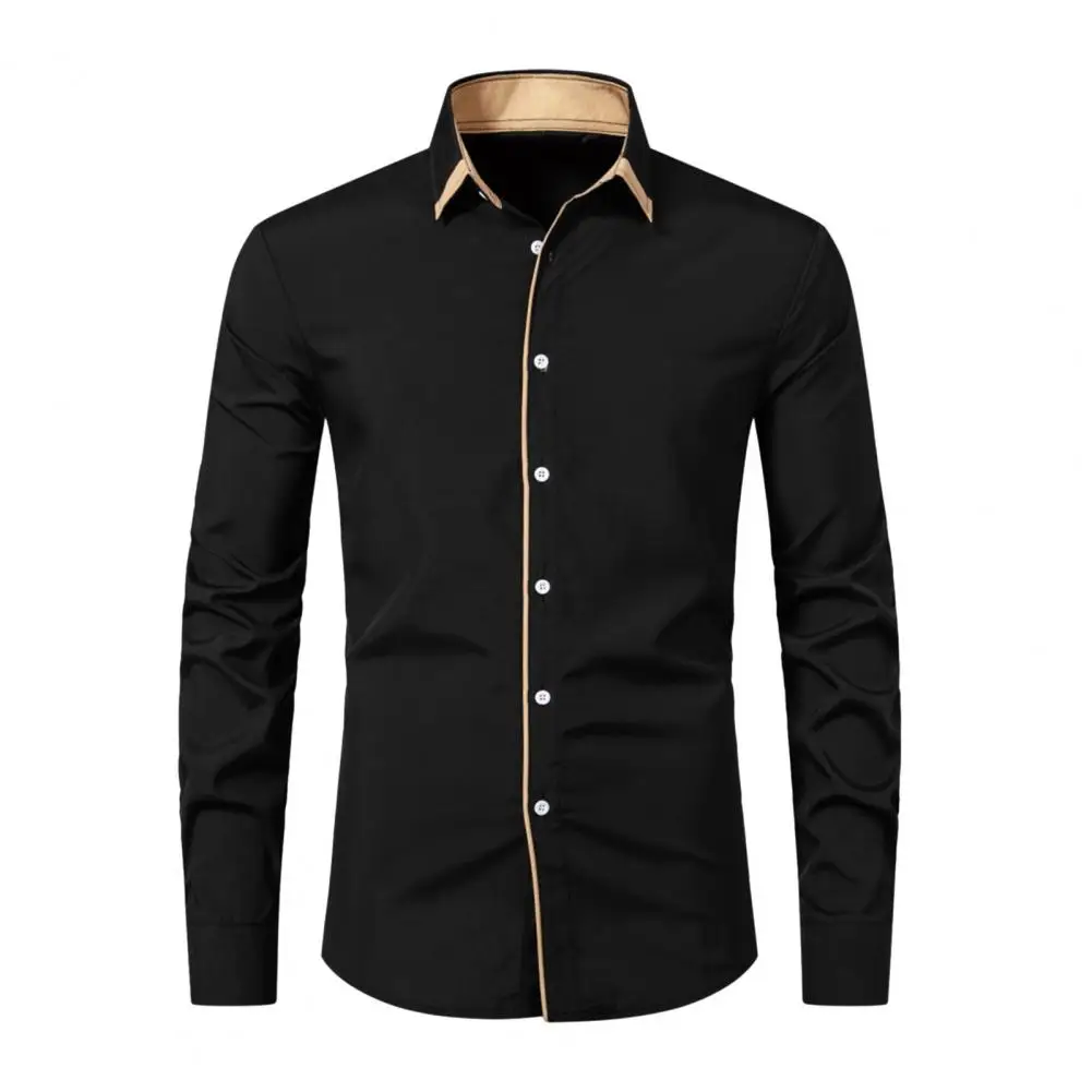 

Dress Shirts For Man Shirt Formal Business Slim Fit Single-breasted Lapel Long Sleeve Buttons Male Office Top camisa masculina