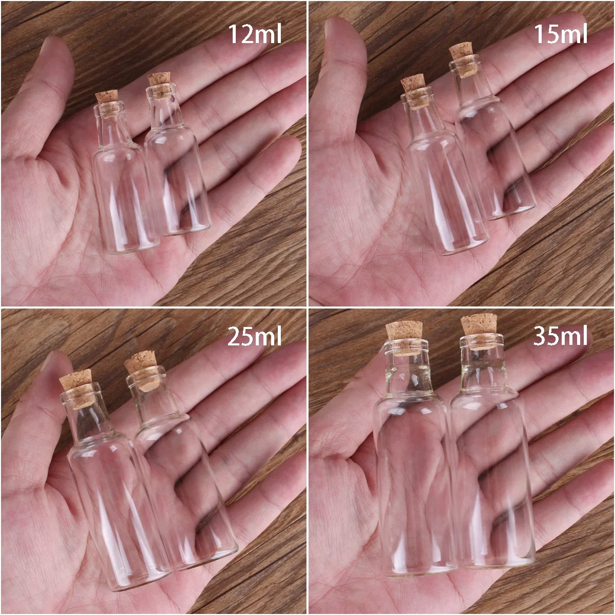 

Bottles Vials Wish With Jars 15ml Cork Glass Stopper 25ml 24pcs Gift Crafts Empty Small Spice 35ml 12ml