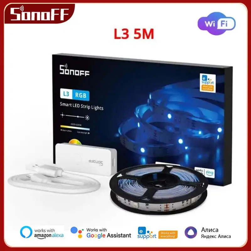 SONOFF L3 Pro 5M RGBIC Wifi Smart LED Strip Lights 16.4Ft Wireless Remote Voice/ Local Control Type C DC5V Adapter Smart Home
SONOFF L3 Pro 5M RGBIC Wifi Smart LED Strip Lights 16.4Ft Wireless Remote Voice/ Local Control Type C DC5V Adapter Smart Home
