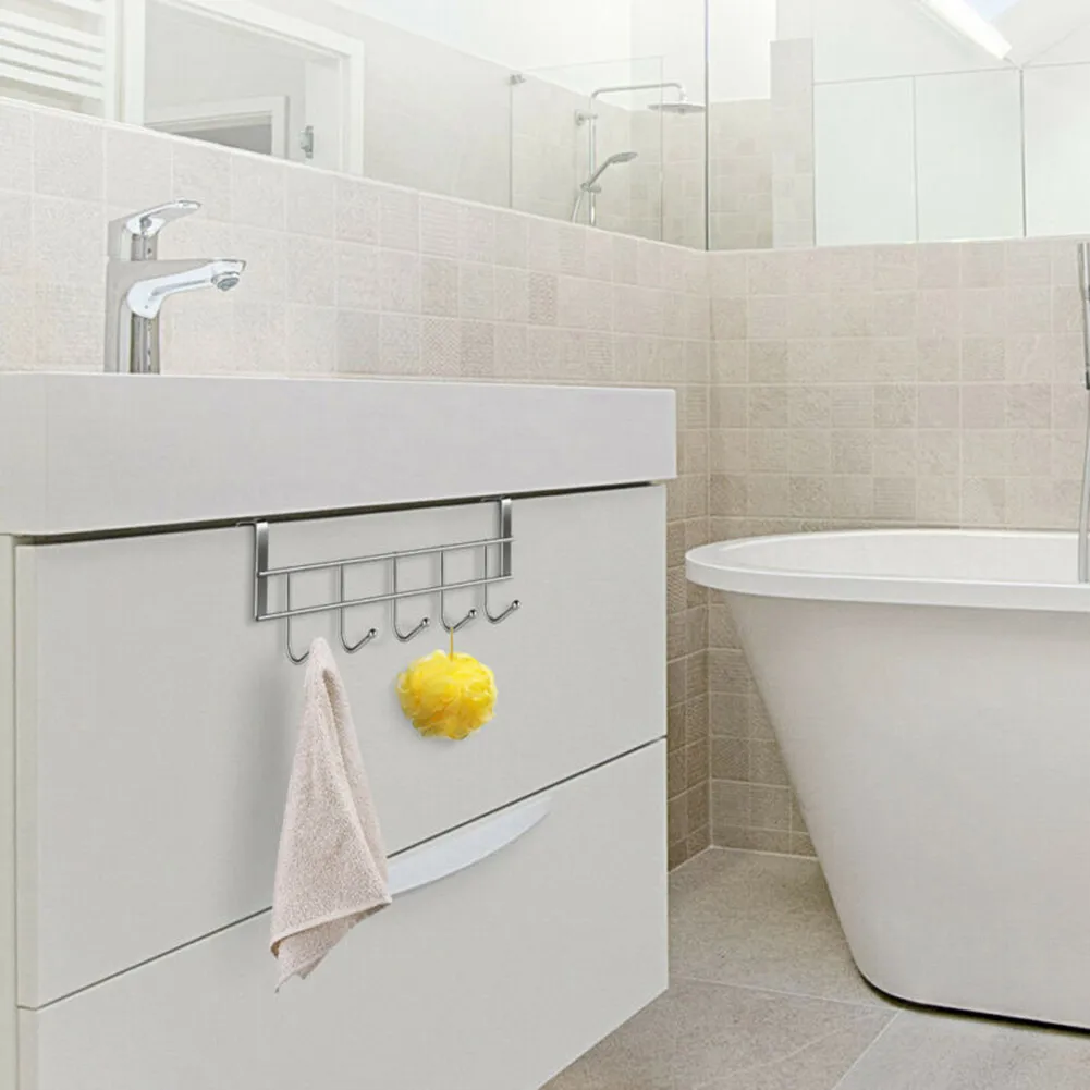 Stainless Steel Door Back 5 Hooks Over The Door Hook Holder Clothes Coat Hat Towel Hanging Rack Wall Hanger Bathroom Hangers
Stainless Steel Door Back 5 Hooks Over The Door Hook Holder Clothes Coat Hat Towel Hanging Rack Wall Hanger Bathroom Hangers
