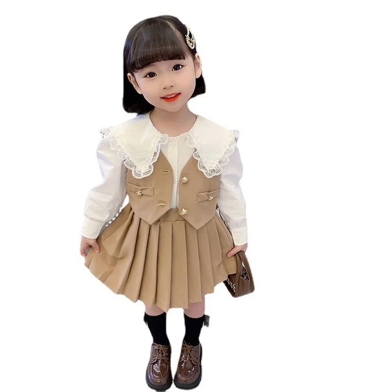 2024 New Girls Clothing Blouse + Vest + Pleated Skirt 3pcs Suit Girls Clothing Kids Girl Clothes Set Fashion Children Tracksuits
2024 New Girls Clothing Blouse + Vest + Pleated Skirt 3pcs Suit Girls Clothing Kids Girl Clothes Set Fashion Children Tracksuits