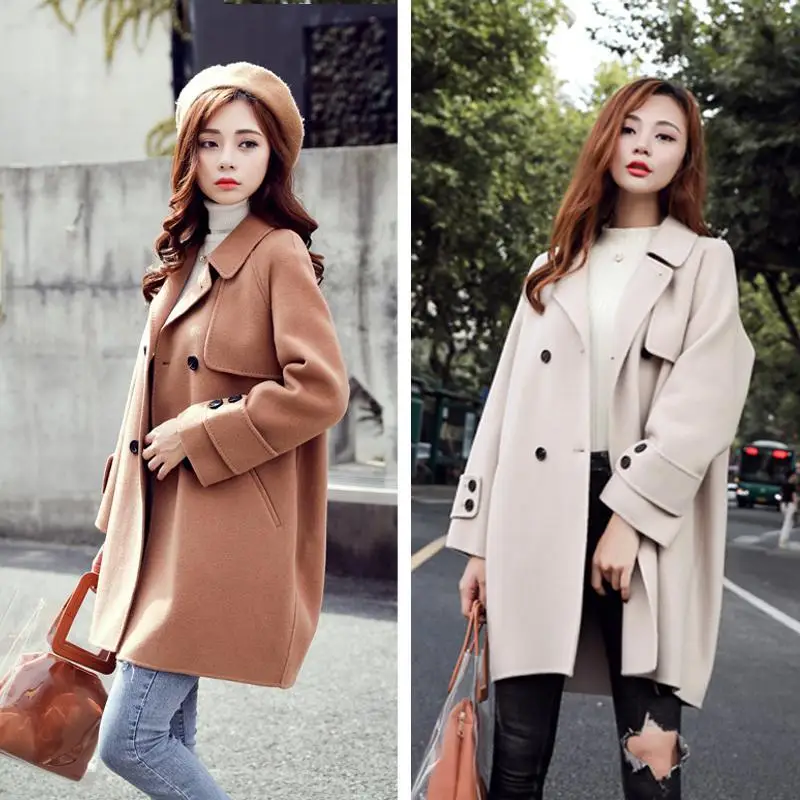 Korean Fashion Women's High Quality Woolen Woolen Coat Double sided Cashmere Coat Long Sleeve Double breasted Coat
Korean Fashion Women's High Quality Woolen Woolen Coat Double sided Cashmere Coat Long Sleeve Double breasted Coat
