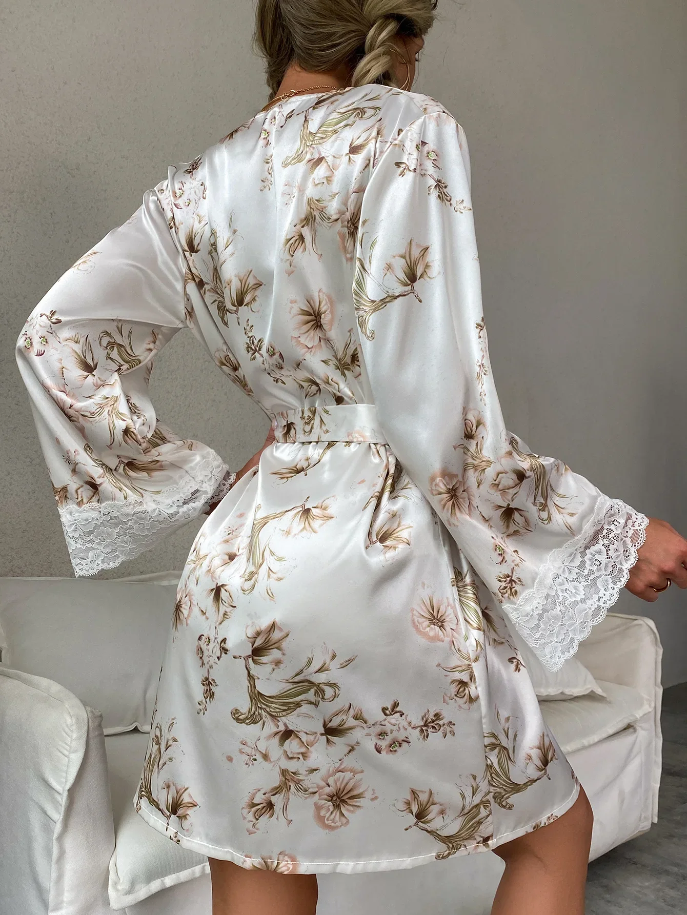 Print Robe Sleepwear Women Kimono Nightgown Lingerie V-Neck Bridesmaid Dressing Gown Nightdress Bathrobe Summer Nightwear Print Robe Sleepwear Women Kimono Nightgown Lingerie V-Neck Bridesmaid Dressing Gown Nightdress Bathrobe Summer Nightwear