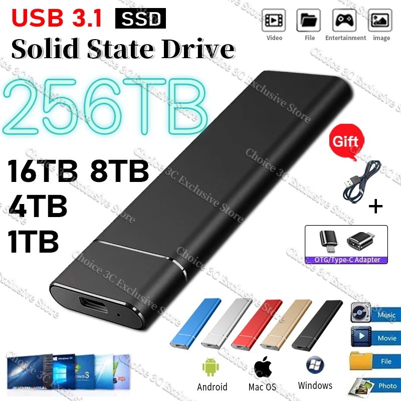 Original External Hard Drive 1TB 2tb High-speed Portable SSD 500GB 16tb Mobile Solid State Drive USB 3.1 Type-C for Laptop Mac
Original External Hard Drive 1TB 2tb High-speed Portable SSD 500GB 16tb Mobile Solid State Drive USB 3.1 Type-C for Laptop Mac