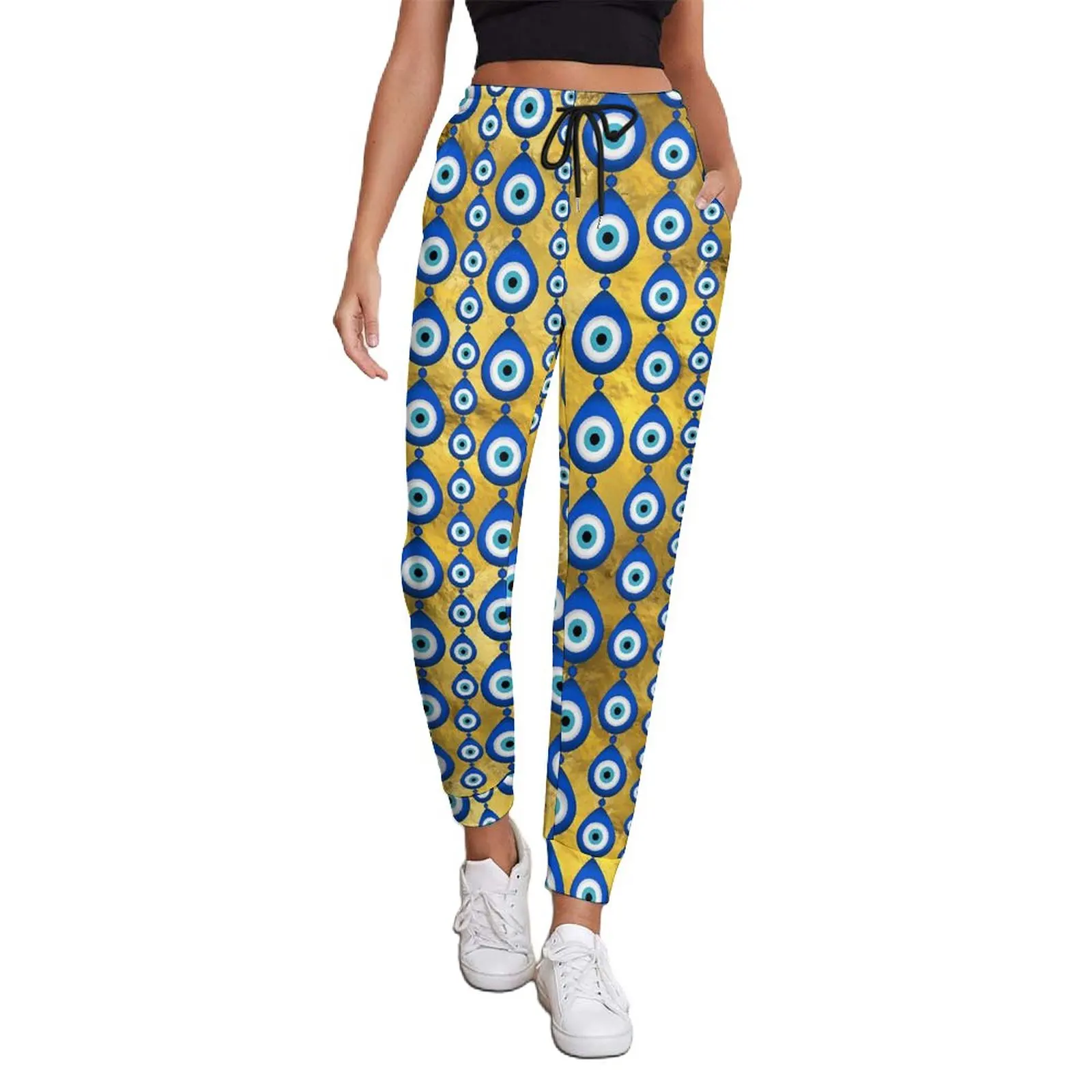 

Evil Eye Print Jogger Pants Mati Mataki Harajuku Sweatpants Spring Womens Casual Graphic Oversize Trousers Gift Idea