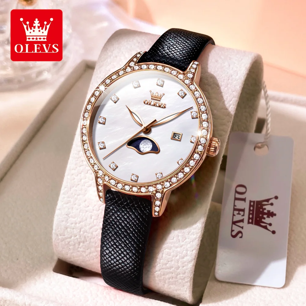 

OLEVS Brand 2024 New Fashion Small Dial Quartz Watch Women Luxury Leather Waterproof Calendar Womens Watches Relogio Feminino