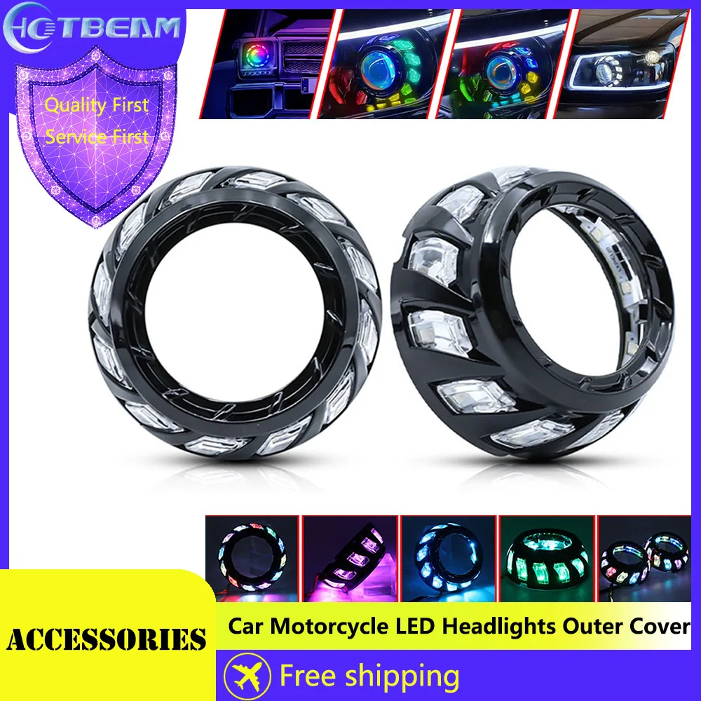 Car Motorcycle LED Headlights 12V Dual Lights Lenses Angel Eye Aperture Spiral Vortex Seven Colorful RGB Headlights Outer Cover
Car Motorcycle LED Headlights 12V Dual Lights Lenses Angel Eye Aperture Spiral Vortex Seven Colorful RGB Headlights Outer Cover