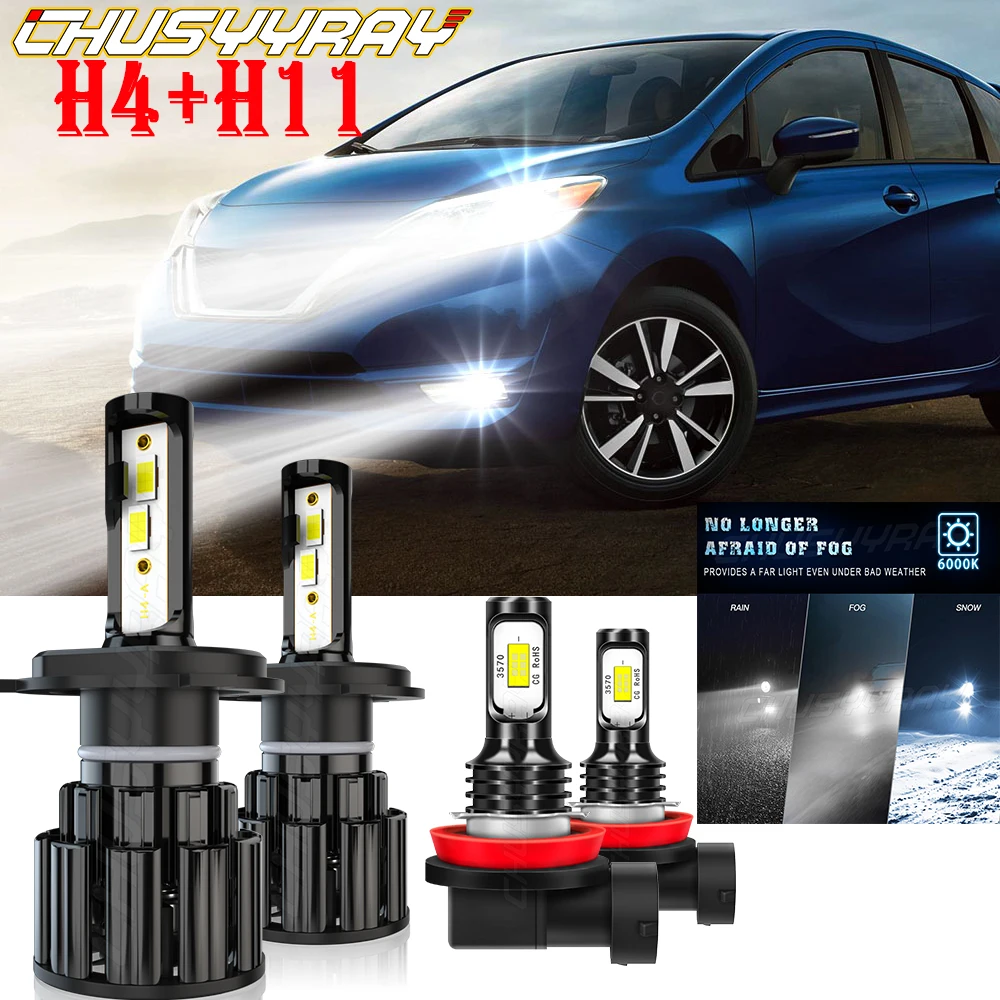 CHUSYYRAY Compatible For Nissan Versa 2007-2018 4X LED Headlight High/Low Fog Light Bulbs Kit 6000K Super Bright Car accsesories
CHUSYYRAY Compatible For Nissan Versa 2007-2018 4X LED Headlight High/Low Fog Light Bulbs Kit 6000K Super Bright Car accsesories