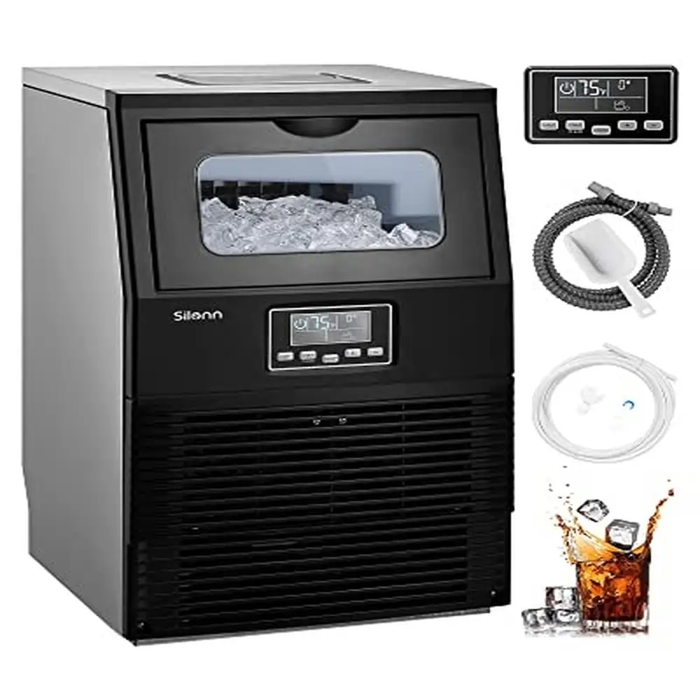 84LBS/24H Commercial Stainless Steel Ice Maker Machine Self-Cleaning Clear Cube Bar Home Kit with Water Supply Options Scoop and
84LBS/24H Commercial Stainless Steel Ice Maker Machine Self-Cleaning Clear Cube Bar Home Kit with Water Supply Options Scoop and