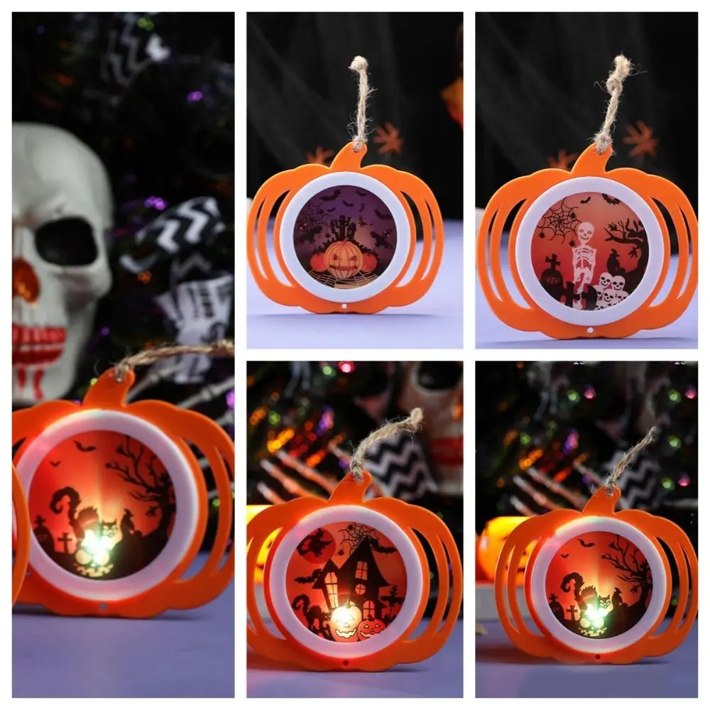 

Flat Halloween Pumpkin Lantern Atmosphere Ghost House Halloween Hanging Lamp Black Cat Glowing Luminous Pumpkin Props