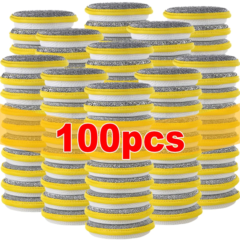 

100PCS Double Side Cleaning Sponges High Absorbent Magic Clean Pot Rust Stain Dishwashing Sponge Brush Kitchen Cleaner Rag Tools