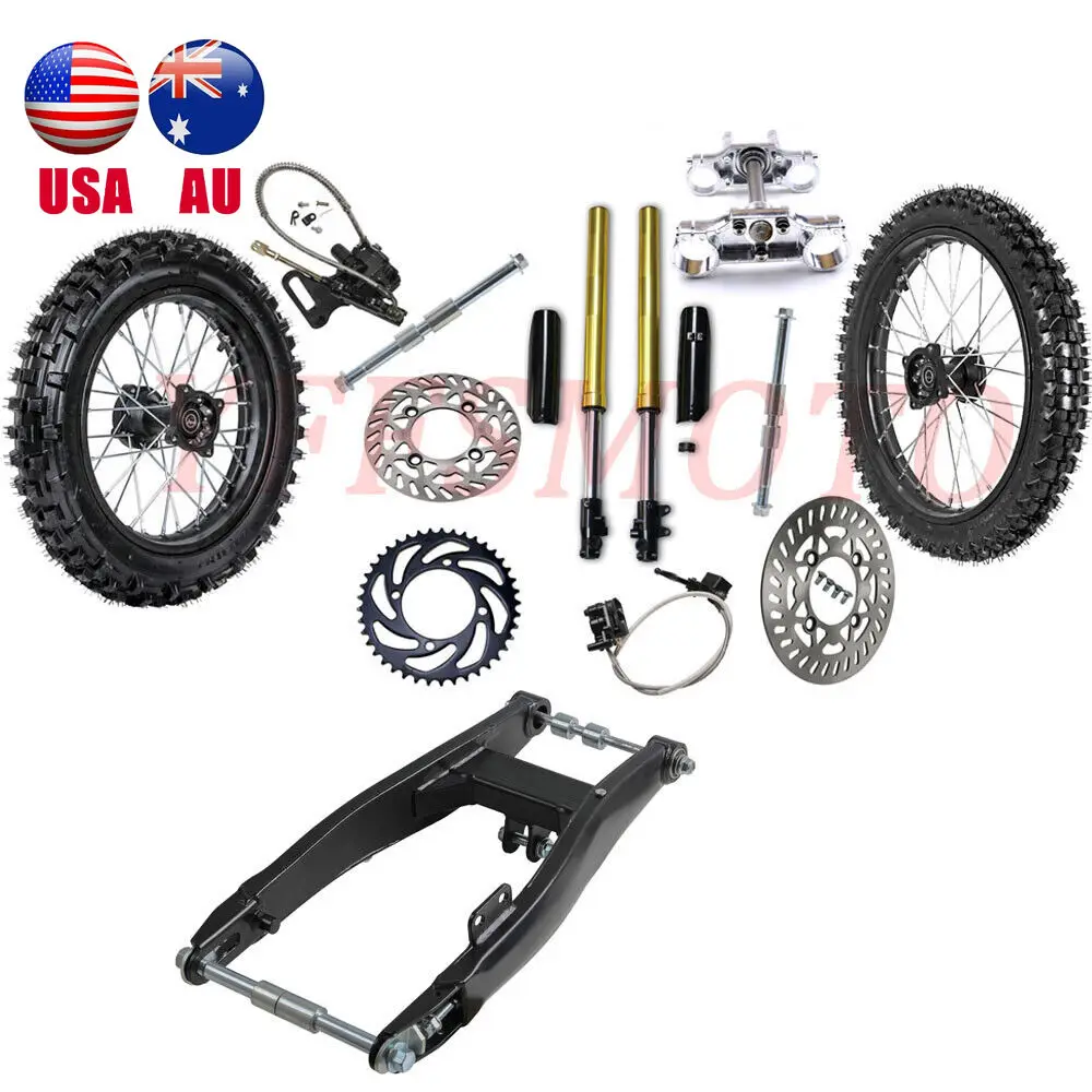 

Motorcycle 14''+17'' Wheel Tyre Swingarm Front Fork Triple Tree Disc Rotor for KX YZ85 RM80 ATV Quad Buggy Cart Trike karting