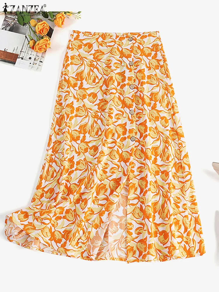 Oversized A-line Jupes ZANZEA Casual Floral Printing Midi Skirts Women Fashion High Waist Bohemian Button Up Long Skirts Holiday
Oversized A-line Jupes ZANZEA Casual Floral Printing Midi Skirts Women Fashion High Waist Bohemian Button Up Long Skirts Holiday