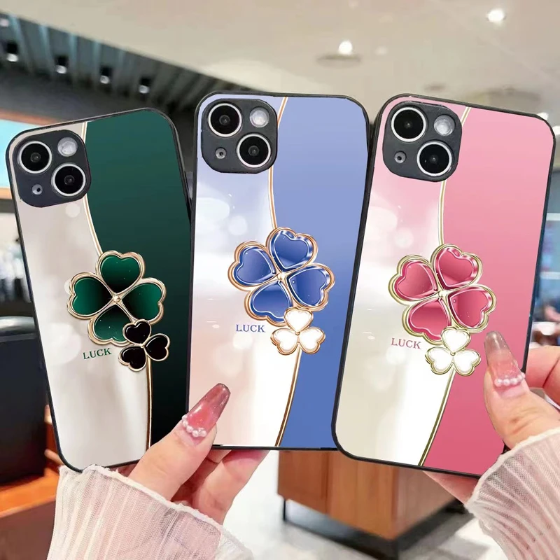 Lucky Clover Case For iPhone 12 13 11 Pro Max Mini 7P 8P 6s Plus X XS XR Tempered Glass Phone Case Blue Pink Green Color Cover
Lucky Clover Case For iPhone 12 13 11 Pro Max Mini 7P 8P 6s Plus X XS XR Tempered Glass Phone Case Blue Pink Green Color Cover