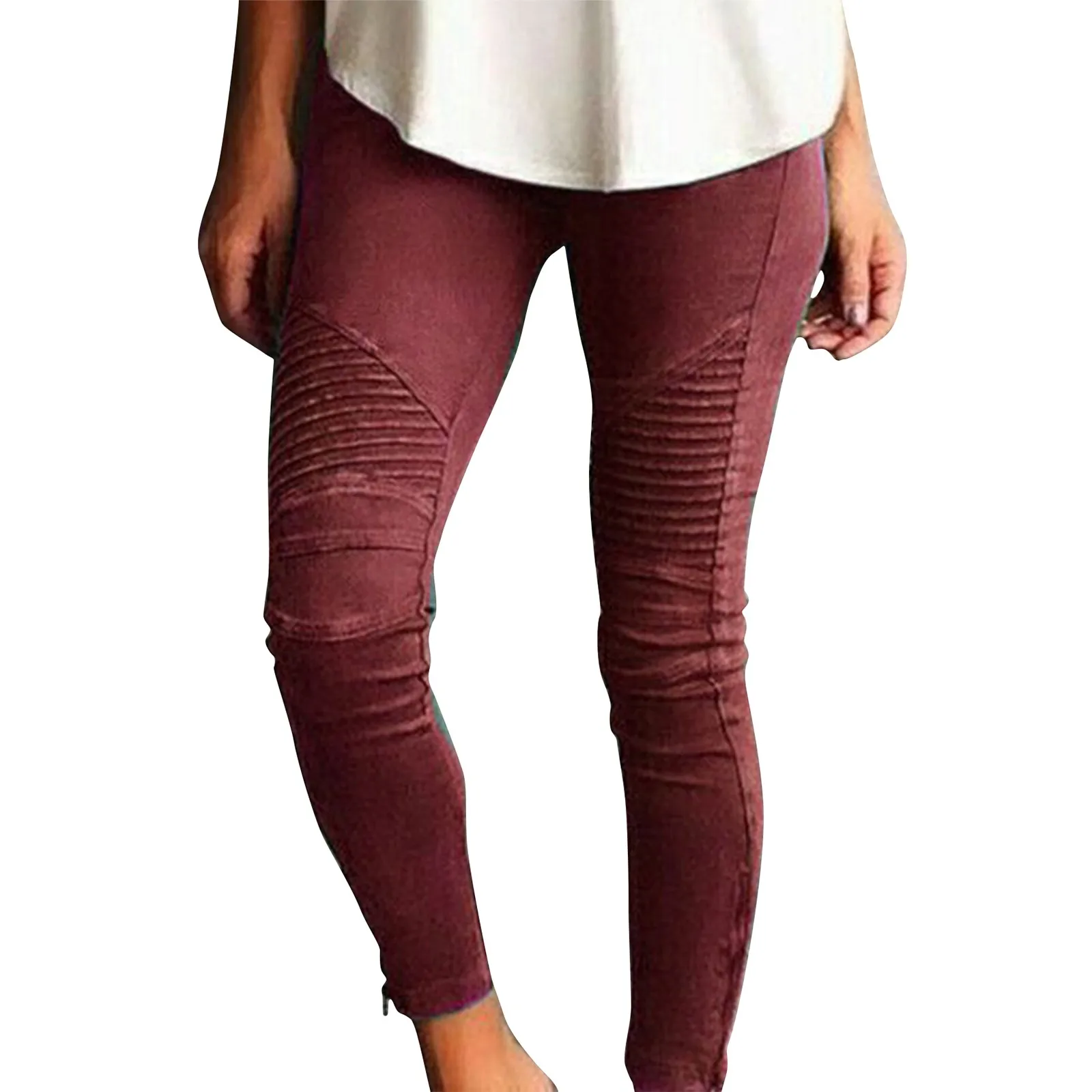 

Женские джинсы, новинка 2024, модные облегающие джинсовые брюки-карандаш с высокой талией, повседневные однотонные плиссированные брюки, женские джинсы