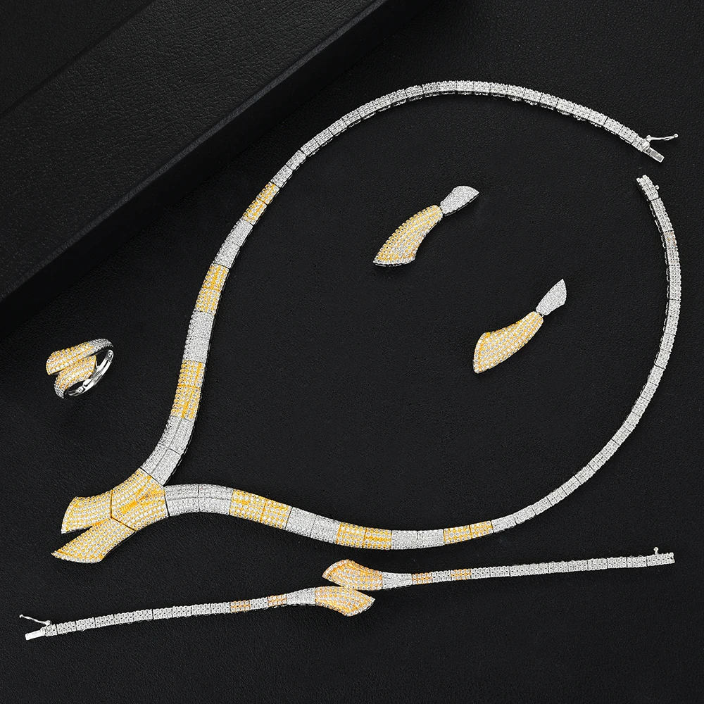 GODKI Luxury 4PCS Geometry Nigerian Jewelry Set For Women Wedding Cubic Zirconia Dubai Bridal Necklace Earring Bangle Ring Set
GODKI Luxury 4PCS Geometry Nigerian Jewelry Set For Women Wedding Cubic Zirconia Dubai Bridal Necklace Earring Bangle Ring Set