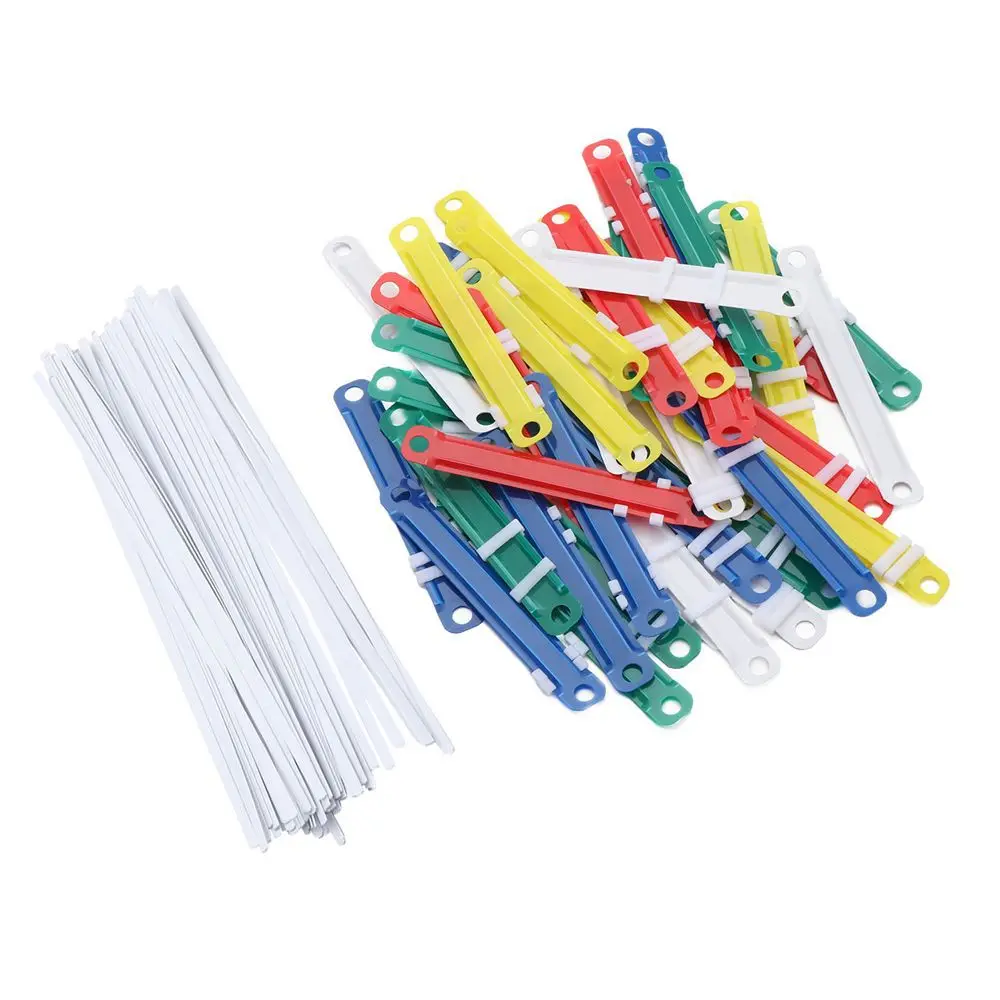 

50Pcs Plastic Binding Clips Document Paper Fasteners Binding Clip Loose-leaf Two Hole Binder File Folder Binding Supplies