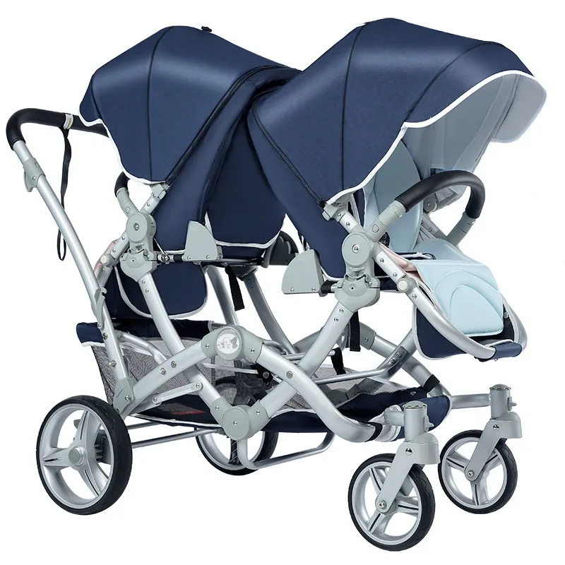 

Hot 2 In 1 Twins Stroller Double Light Folding Cart Reclining Seats Two Baby Strollers Pram Baby Basket