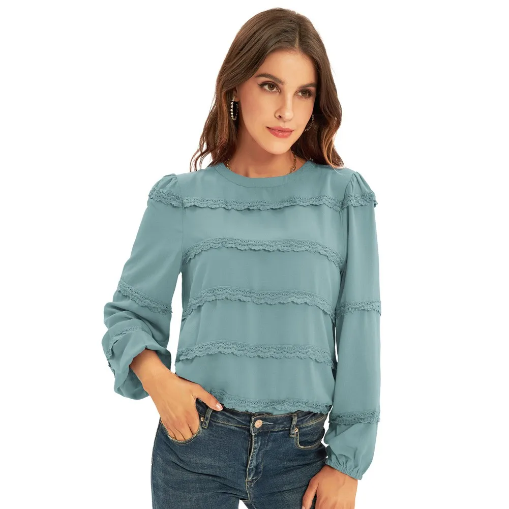 GK Women Lace Decorated Tiered Blouse Key Hole Back Puffed Long Sleeves Crew Neck Tops Daily Casual Streetwear Loose Fit Tees
GK Women Lace Decorated Tiered Blouse Key Hole Back Puffed Long Sleeves Crew Neck Tops Daily Casual Streetwear Loose Fit Tees