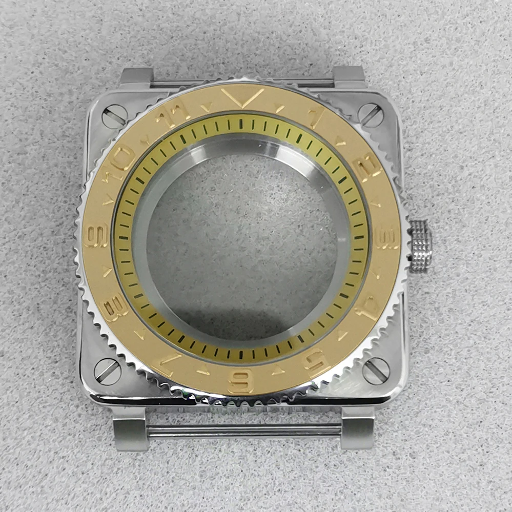 S-Watch accessories 42mm fine steel square case sapphire glass yellow inner shadow for nh35 / 36 movement
S-Watch accessories 42mm fine steel square case sapphire glass yellow inner shadow for nh35 / 36 movement