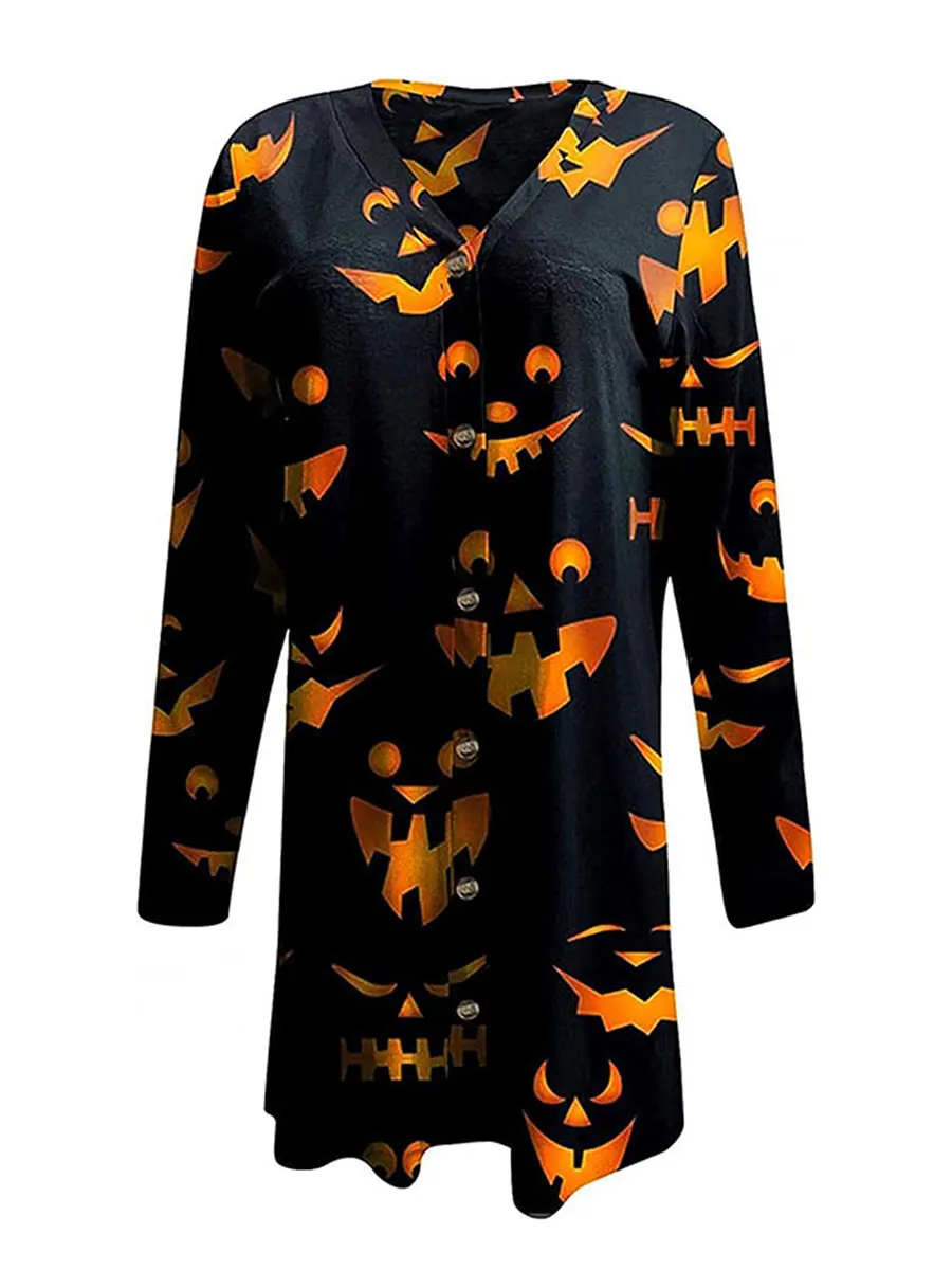 

Halloween Cardigan for Women Pumpkin Bat Print Knitting Cardigans Long Sleeve Open Front Outwear Lightweight Coat