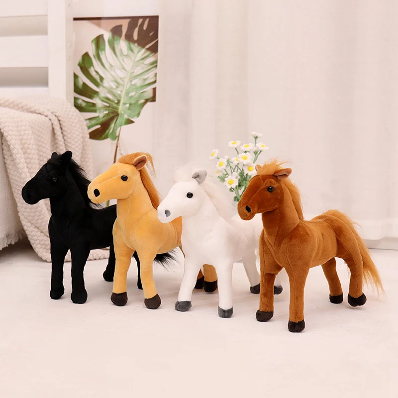 

30cm Simulation Realistic Horse Plush Toys Soft Stuffed Animals Cute Lifelike Colt Dolls for Kids Children Xmas Gifts Home Decor