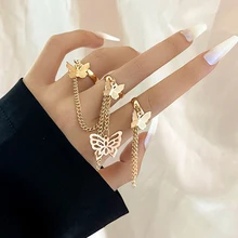 2022 Fashion Hip-hop Dark Wind Butterfly Chain Ring Tassel Set Opening Adjustable Ring Punk Style Personality Three-ring Ring
2022 Fashion Hip-hop Dark Wind Butterfly Chain Ring Tassel Set Opening Adjustable Ring Punk Style Personality Three-ring Ring