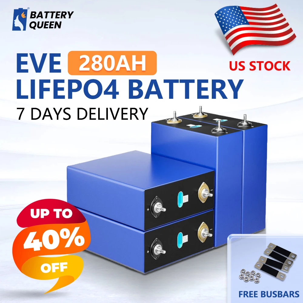 US Stock 3.2V 280AH LiFePO4 Battery DIY Batteries 12V 24V 36V 48V Lithium Battery Pack Solar Storage Fast Delivery DDP TAX FREE
US Stock 3.2V 280AH LiFePO4 Battery DIY Batteries 12V 24V 36V 48V Lithium Battery Pack Solar Storage Fast Delivery DDP TAX FREE