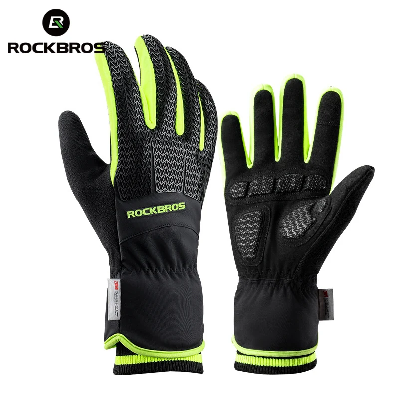 

ROCKBROS Motorcycle Gloves 3M Thinsulate Cotton Windproof Gloves Winter Warm Skiing Gloves Touch Screen SBR Cycling Bike Gloves