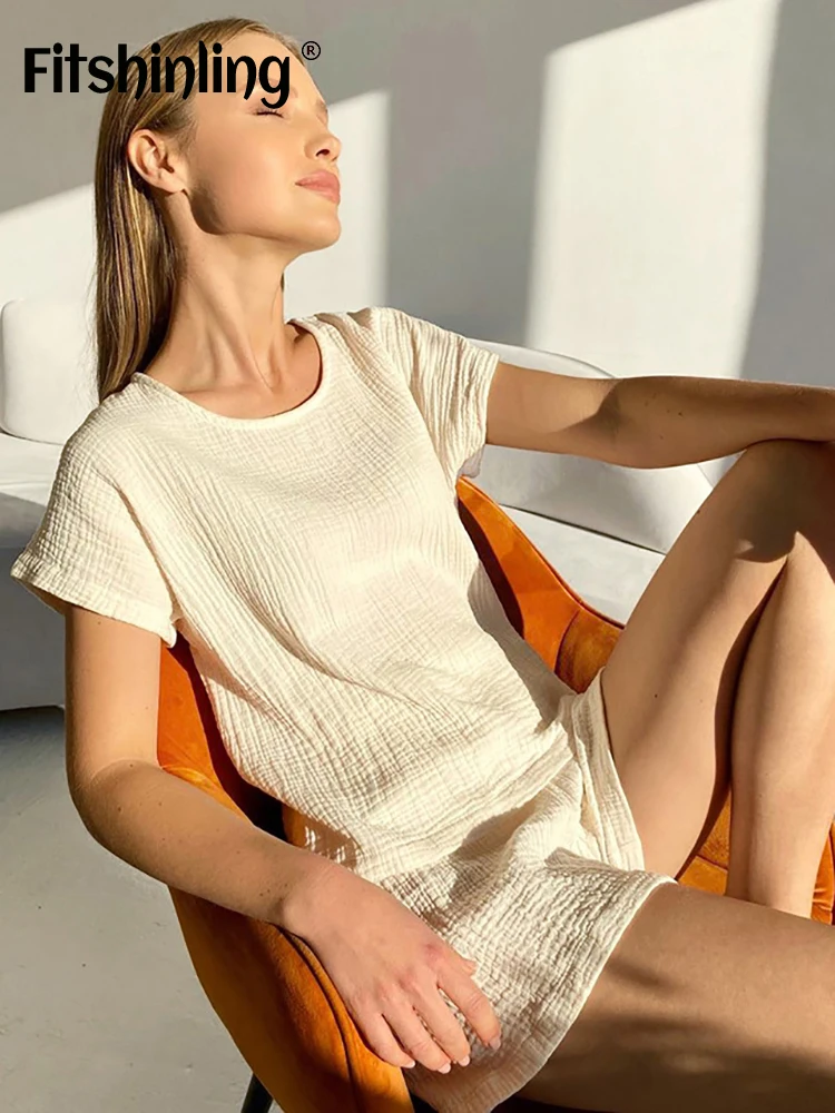 Fitshinling Loungewear Set Women 2 Pieces Short Sleeve Sleepwear Pajamas Solid Women's Home Clothes Casual Cotton Shorts Outfits 
Fitshinling Loungewear Set Women 2 Pieces Short Sleeve Sleepwear Pajamas Solid Women's Home Clothes Casual Cotton Shorts Outfits