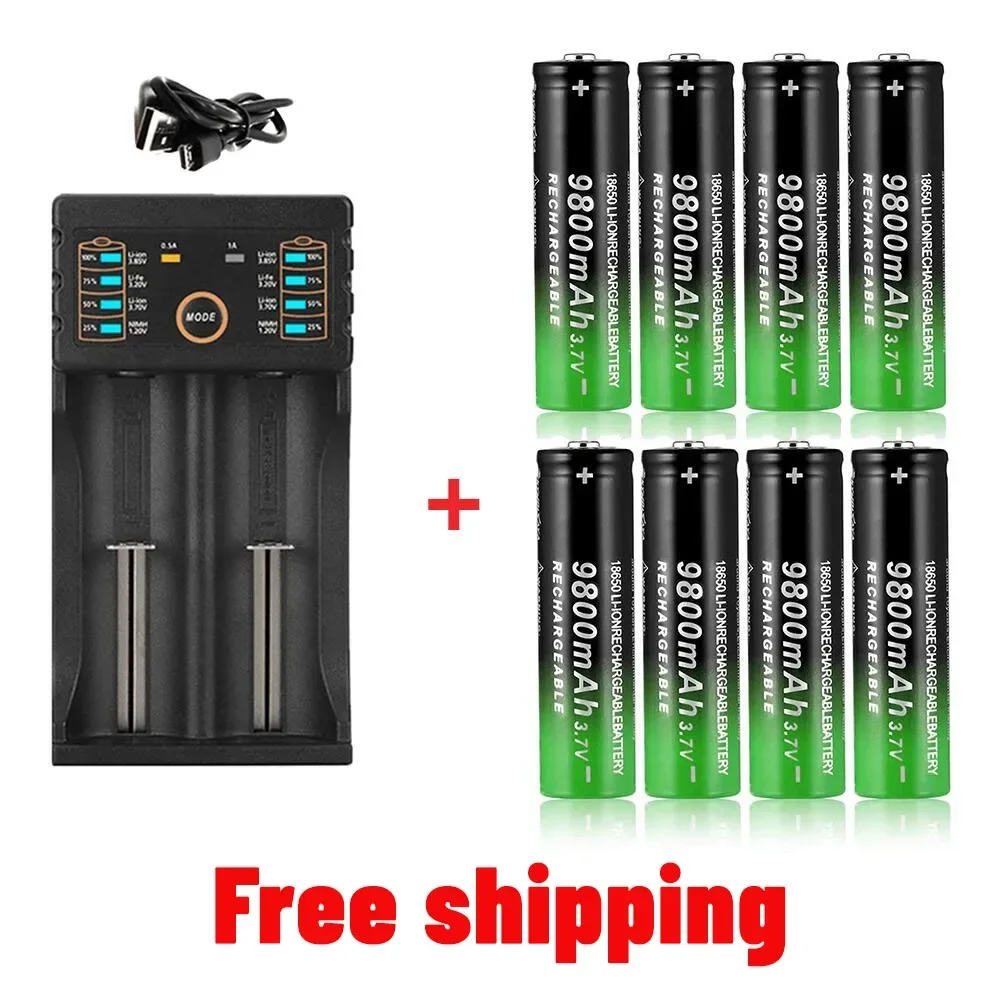 100% New 18650 battery 3.7V 9800mAh rechargeable li-Ion battery with charger for Led flashlight batery litio battery+1 Charger
100% New 18650 battery 3.7V 9800mAh rechargeable li-Ion battery with charger for Led flashlight batery litio battery+1 Charger