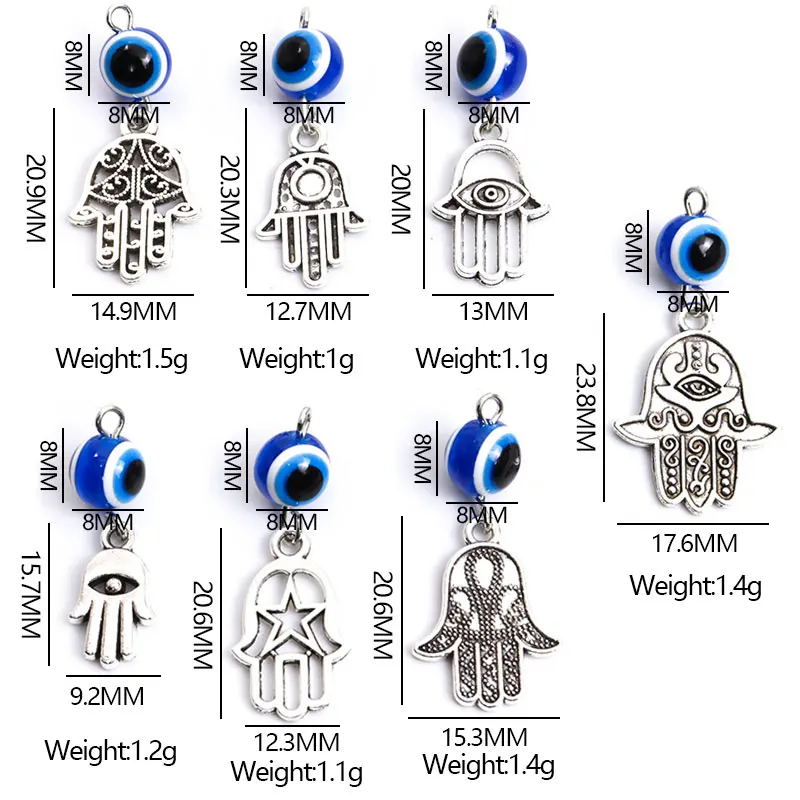 10pcs Hamsa Hand&Blue Evil Eye Charms Turkish Evil Nazar Eye Pendants For DIY Amulet Necklace Lucky Ornaments Making Accessories 10pcs Hamsa Hand&Blue Evil Eye Charms Turkish Evil Nazar Eye Pendants For DIY Amulet Necklace Lucky Ornaments Making Accessories