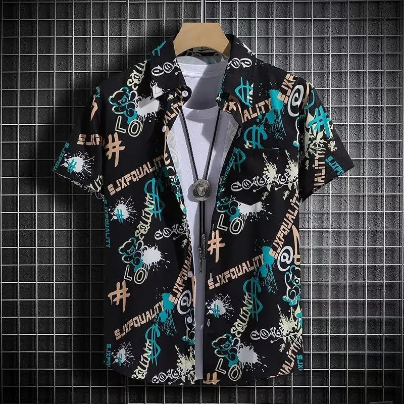 New Summer High Quality Mens Shirt 3D Black Printed Short Lapel Sleeve Big Size Hawaii Men Clothing Beach Design Shirts 2023
New Summer High Quality Mens Shirt 3D Black Printed Short Lapel Sleeve Big Size Hawaii Men Clothing Beach Design Shirts 2023