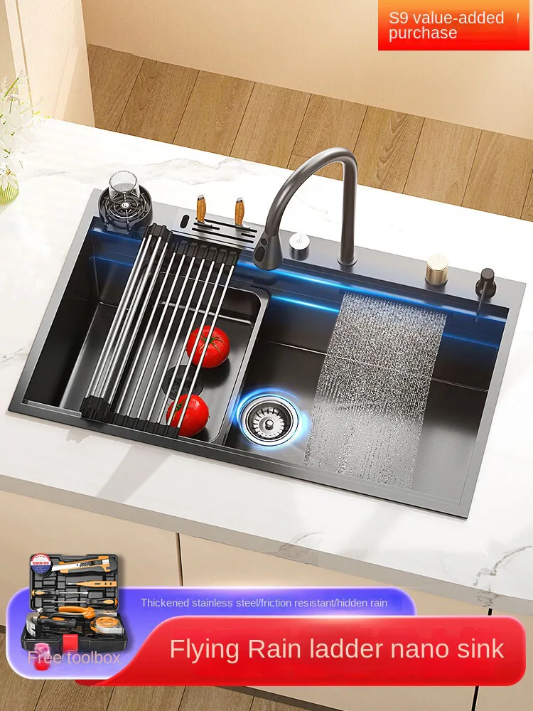 Feiyu Waterfall Sink, Handmade Thickened Nano 304 Stainless Steel Undertray, Kitchen, Household Dishwashing Pool, Vegetable Wash
Feiyu Waterfall Sink, Handmade Thickened Nano 304 Stainless Steel Undertray, Kitchen, Household Dishwashing Pool, Vegetable Wash