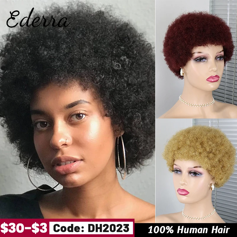 Short Afro Kinky Curly Hair Wigs For Black Women African Fluffy Afro Kinky curly 100% Human Hair Wig with Bangs Brazilian Wigs
Short Afro Kinky Curly Hair Wigs For Black Women African Fluffy Afro Kinky curly 100% Human Hair Wig with Bangs Brazilian Wigs
