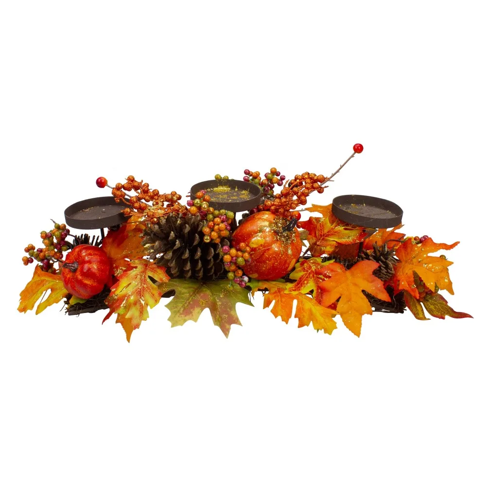 21" Orange Fall Harvest Leaves and Pumpkins Candle Holder, halloween decorations for home
21" Orange Fall Harvest Leaves and Pumpkins Candle Holder, halloween decorations for home