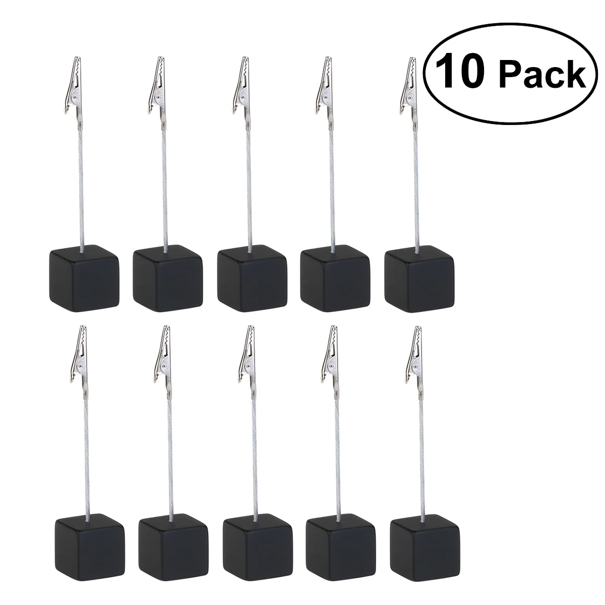 

10pcs Cube Base Memo Clips Holder Table Holder with Alligator Clip Clasp Photo Clips Stand Cards Place Holder for Home Office