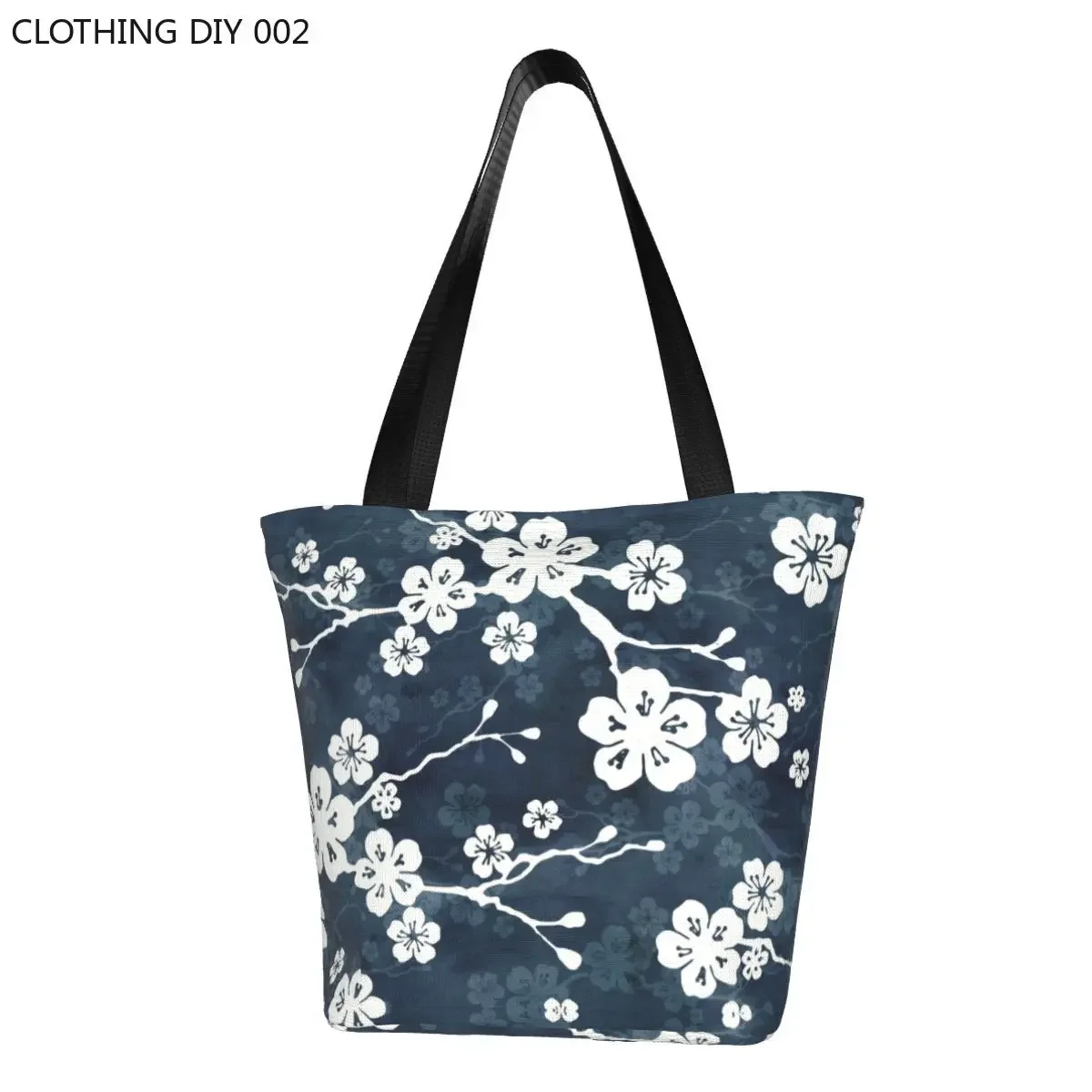 

Japanese Cherry Blossom Pattern Grocery Shopping Bags Print Canvas Shopper Tote Shoulder Bag Big Capacity Flower Handbag