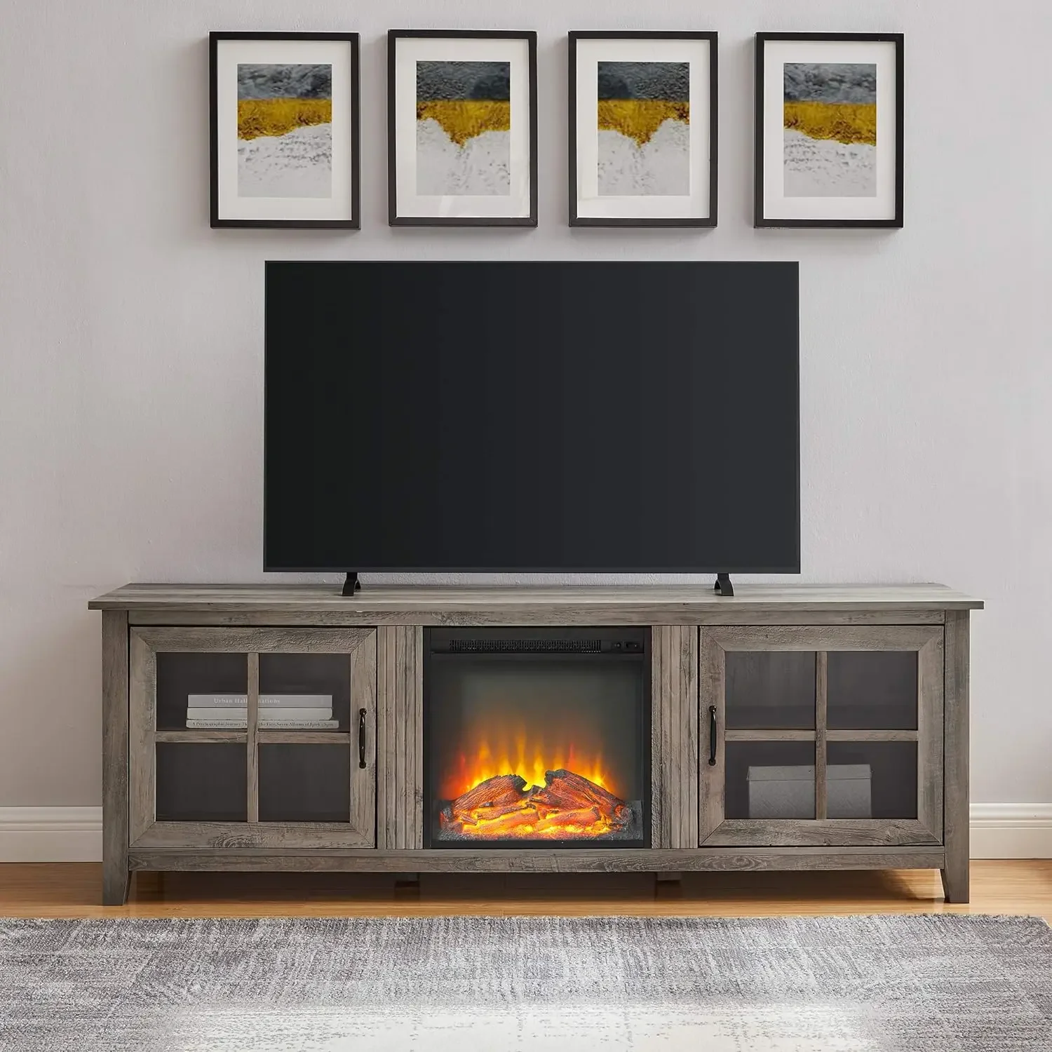 Bern Classic 2 Glass Door Fireplace TV Stand for TVs up to 80 Inches, 70 Inch, Grey Wash
Bern Classic 2 Glass Door Fireplace TV Stand for TVs up to 80 Inches, 70 Inch, Grey Wash