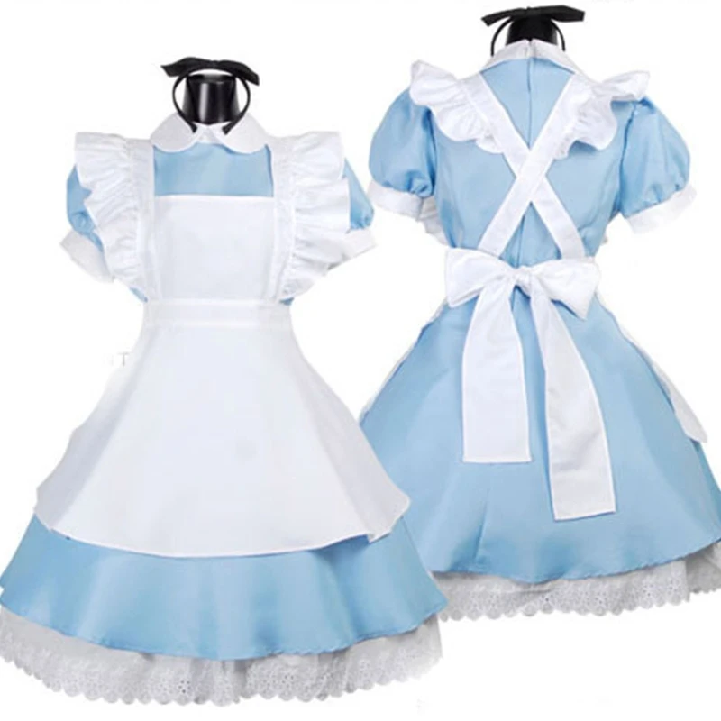Womens French Maid Anime Cosplay Costume Short Puff Sleeve Blue High Waist Ruffled Dress with Apron Halloween Party N7YE
Womens French Maid Anime Cosplay Costume Short Puff Sleeve Blue High Waist Ruffled Dress with Apron Halloween Party N7YE