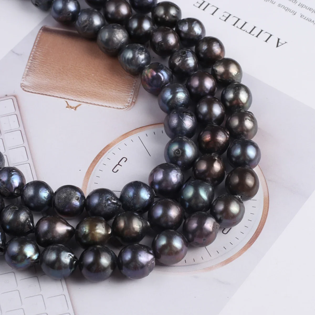 

Black Natural Freshwater Pearl Near Round Loose Spacing Beads 11-12mm Charm Jewelry Making DIY Necklace Earrings Bracelet