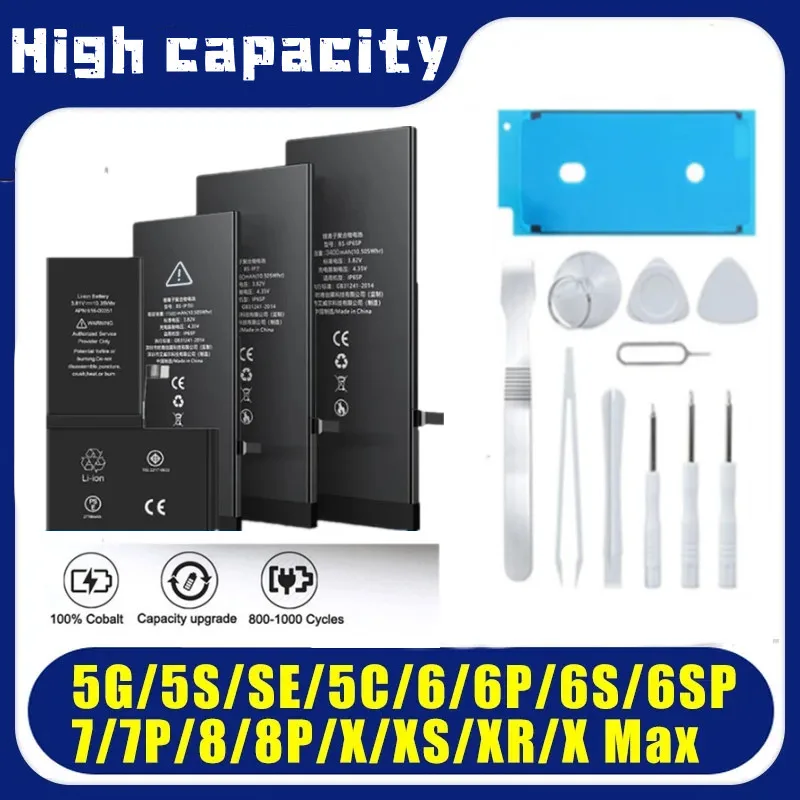 Original Zero-cycle High Capacity Battery For iPhone 6 6S 5S 7 8 Plus X Xs Max Xr 11 Pro Mobile Phone With Free Tools Sticker
Original Zero-cycle High Capacity Battery For iPhone 6 6S 5S 7 8 Plus X Xs Max Xr 11 Pro Mobile Phone With Free Tools Sticker