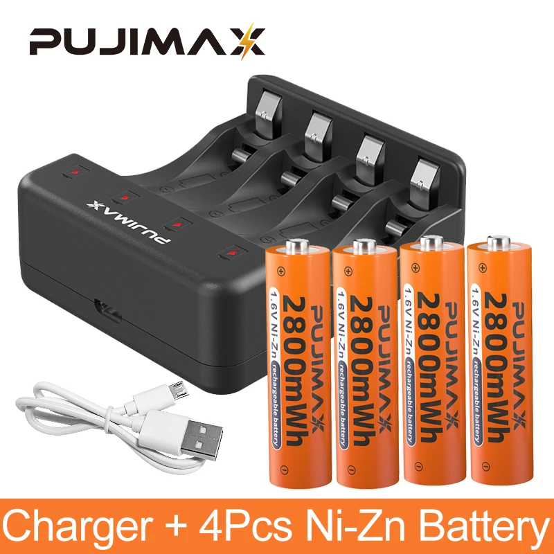 PUJIMAX 4-Slot Ni-Zn Battery Charger and New Rechargeable Ni-Zn Battery AA 1.6V 2800mWh High Capacity Battery For Flashlight Toy
PUJIMAX 4-Slot Ni-Zn Battery Charger and New Rechargeable Ni-Zn Battery AA 1.6V 2800mWh High Capacity Battery For Flashlight Toy