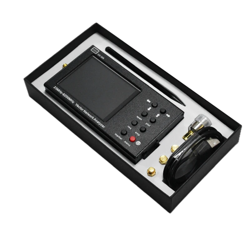 Portable VNA SWR 6GHZ Vector Network Analyzer Reflectometer GS-320 23-6200Mhz Nanovna Type,Touch Screen With RF DEMO KIT
Portable VNA SWR 6GHZ Vector Network Analyzer Reflectometer GS-320 23-6200Mhz Nanovna Type,Touch Screen With RF DEMO KIT
