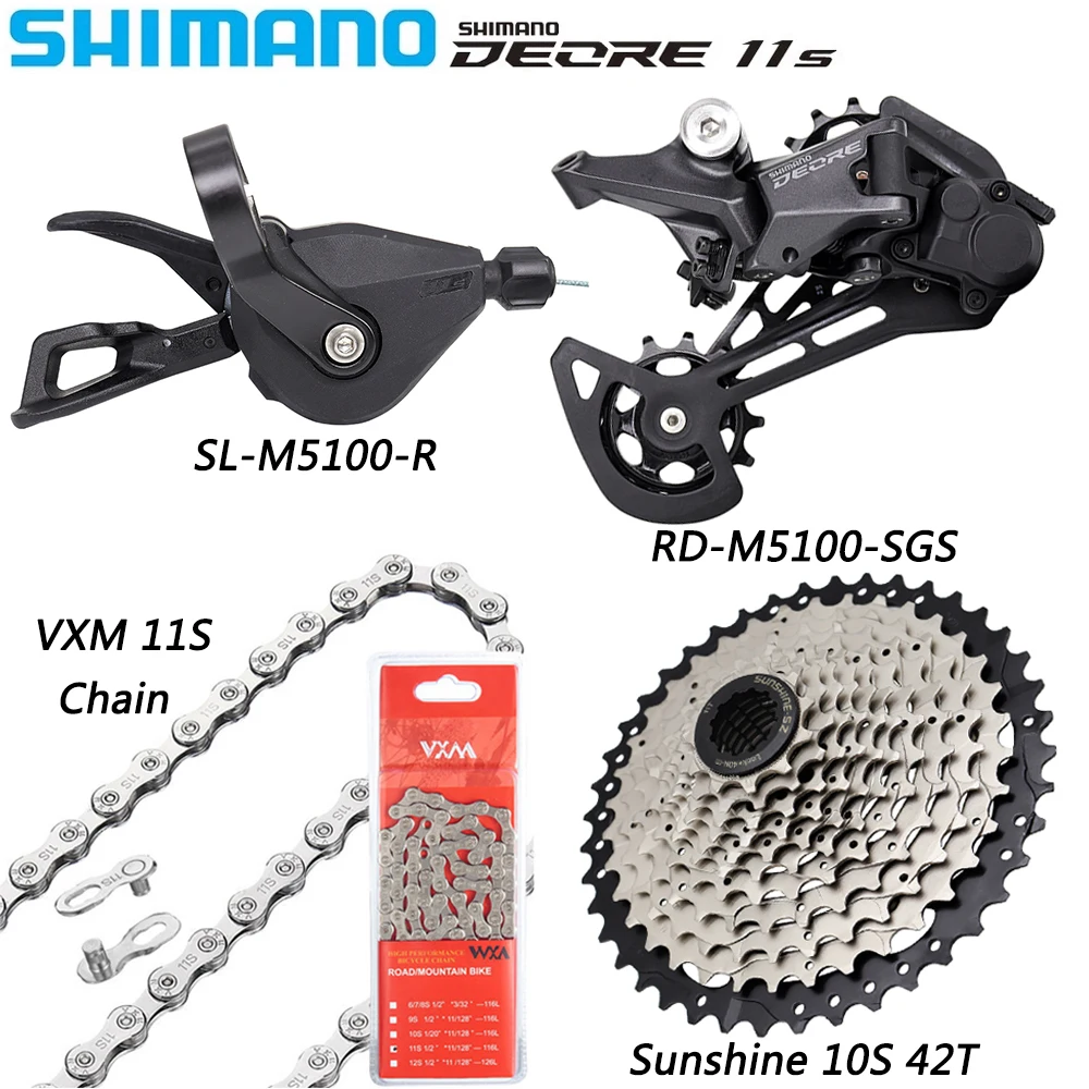 SHIMANO Deore M5100 11 Speed Groupset Derailleur for MTB Bike Sunshine 11S 42T/46T/50T Cassette VXM Chain Bicycle Parts
SHIMANO Deore M5100 11 Speed Groupset Derailleur for MTB Bike Sunshine 11S 42T/46T/50T Cassette VXM Chain Bicycle Parts