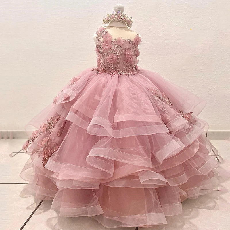 Pink O-Neck Flower Girls Dress SleevelessPrincess Ball Gown Applique Crystals Beads 3DFlower Tull vestidos para niñas
Pink O-Neck Flower Girls Dress SleevelessPrincess Ball Gown Applique Crystals Beads 3DFlower Tull vestidos para niñas