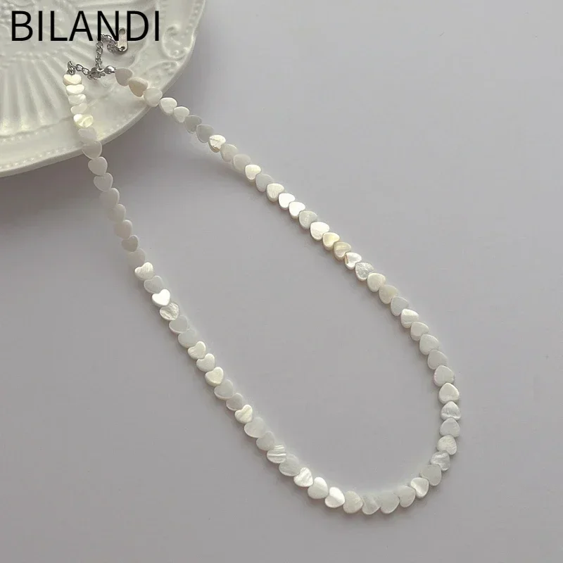 Bilandi ChimJewelry-Collier en forme de cœur pour femme, une couche, coquillage, doux, tempérament coréen, cadeau de convocation, style populaire 2