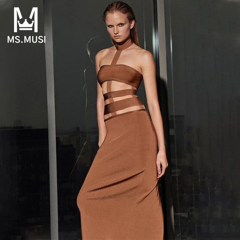 MSMUSI 2023 New Fashion Women Sexy Lady Halter Sleeveless Hollow Out Backless Bandage Party Club Bodycon Event Slim Midi Dress 
MSMUSI 2023 New Fashion Women Sexy Lady Halter Sleeveless Hollow Out Backless Bandage Party Club Bodycon Event Slim Midi Dress
