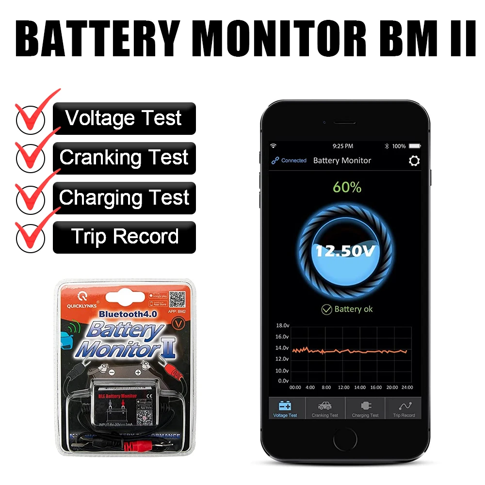 Цифровой анализатор для телефона, 12 В, для Android, IOS, Bluetooth 4,0, BM2, с будильником, напряжение зарядки, тест на проворот коленвала, монитор автомобильного аккумулятора
Цифровой анализатор для телефона, 12 В, для Android, IOS, Bluetooth 4,0, BM2, с будильником, напряжение зарядки, тест на проворот коленвала, монитор автомобильного аккумулятора
