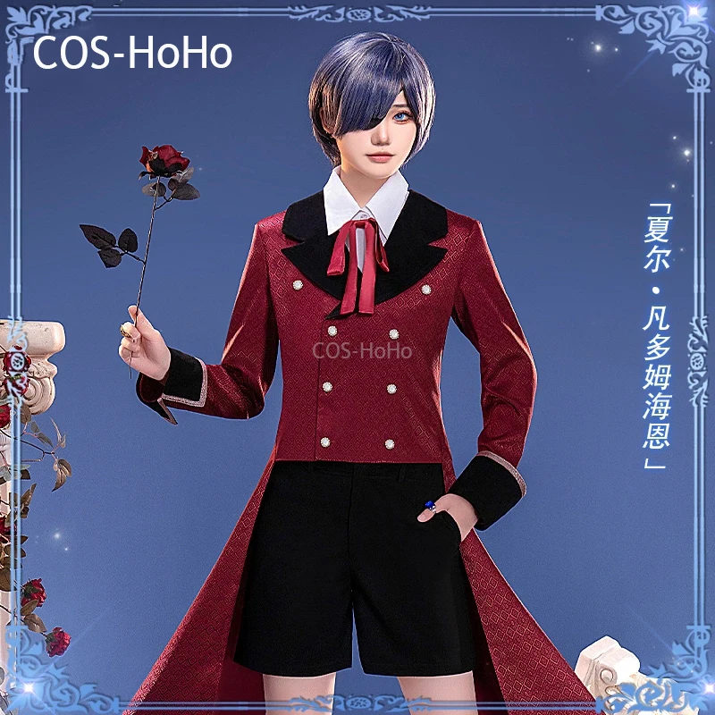 

COS-HoHo Anime Black Butler Ciel Phantomhive Red Dress Game Suit Handsome Uniform Cosplay Costume Halloween Party Outfit Men